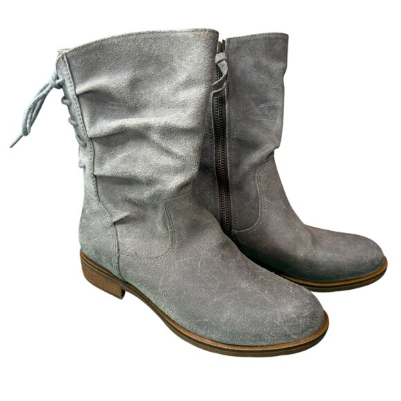 Söfft Gray Suede Mid-Calf Boots | Size 6 | New Ruched Western Style - Picture 8 of 8